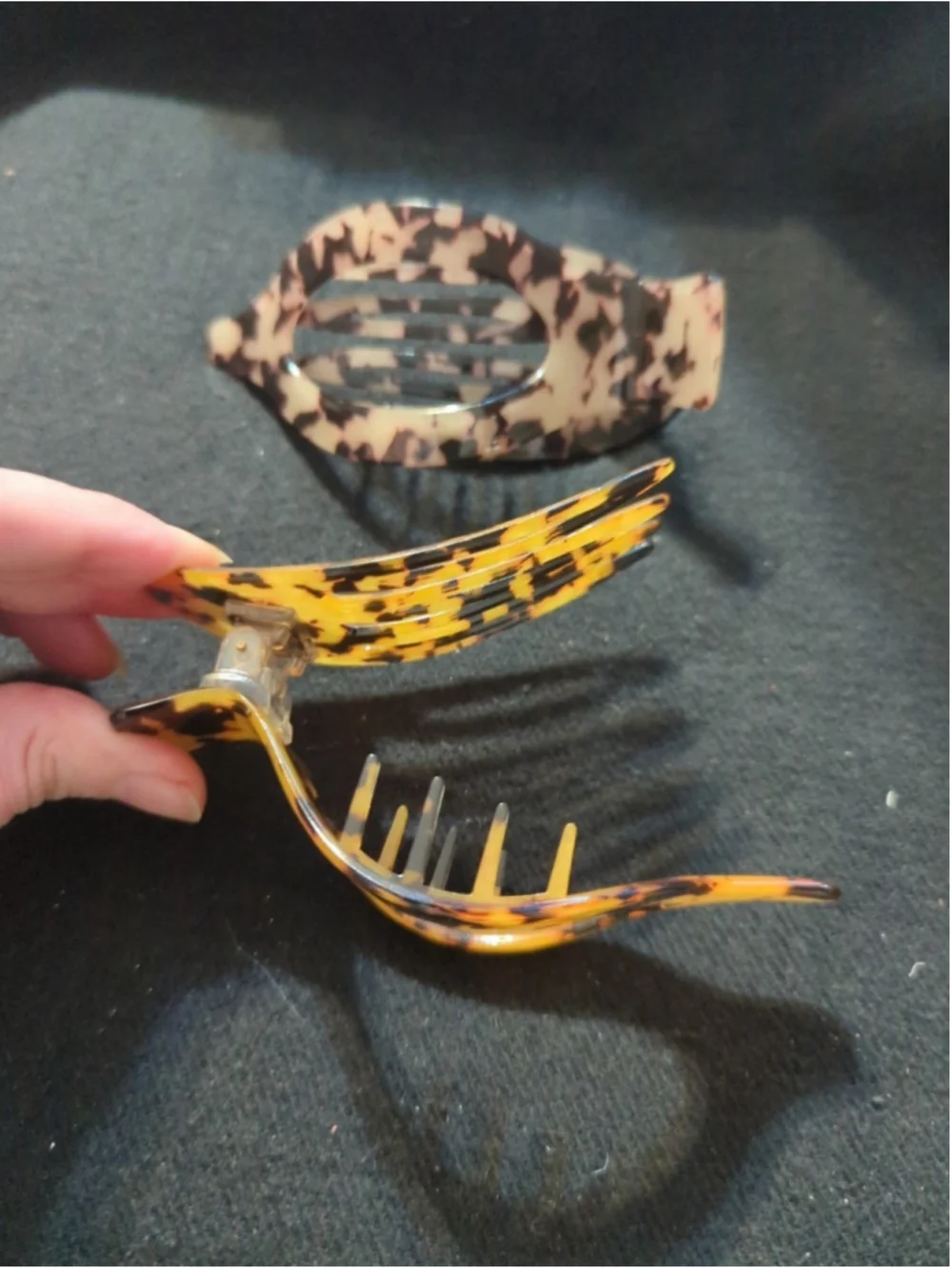 French Flat Hair Clips Celluloid Leopard Print - 2 Pack